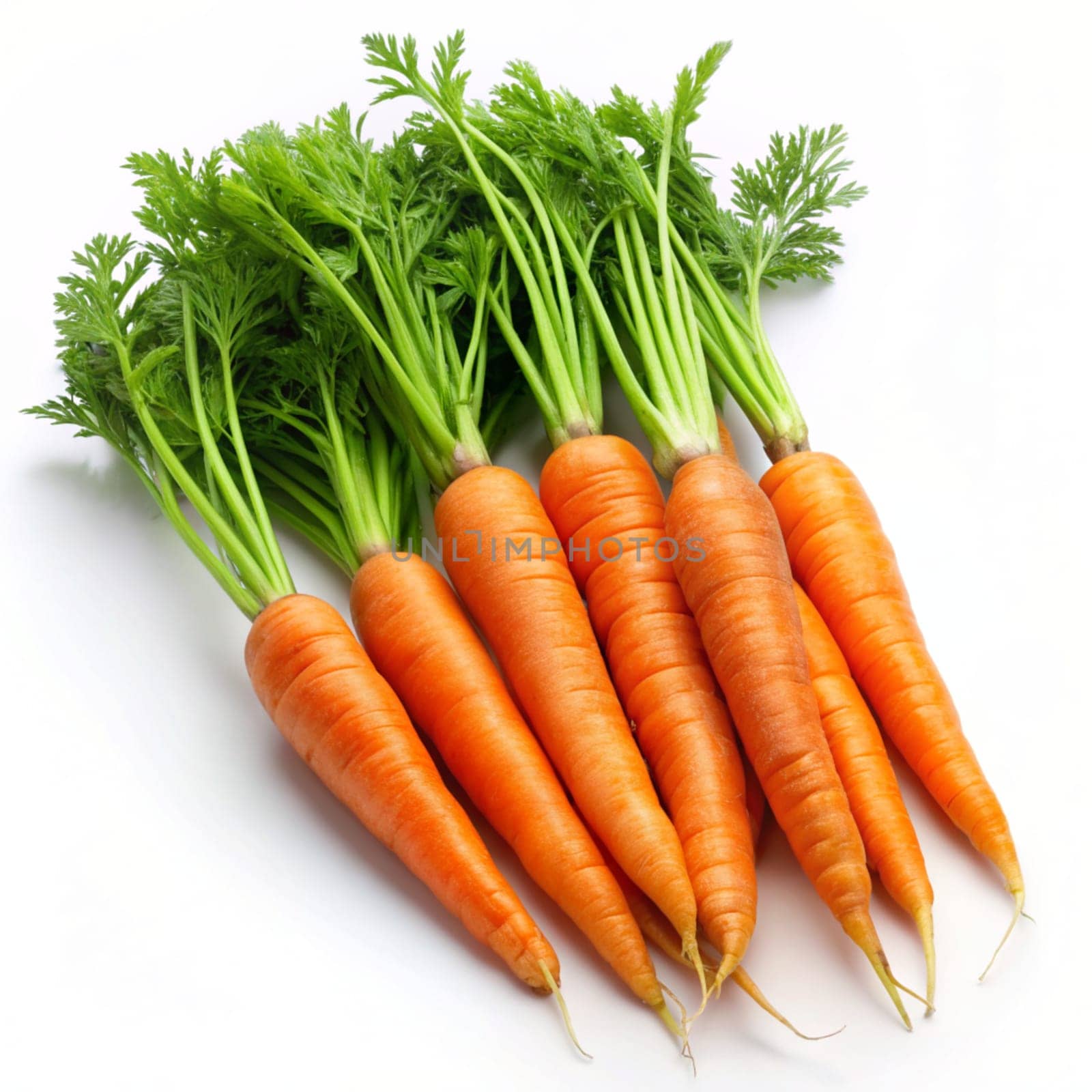 Carrot vegetables with leaves isolated on white background. Ai generated by alenamoore