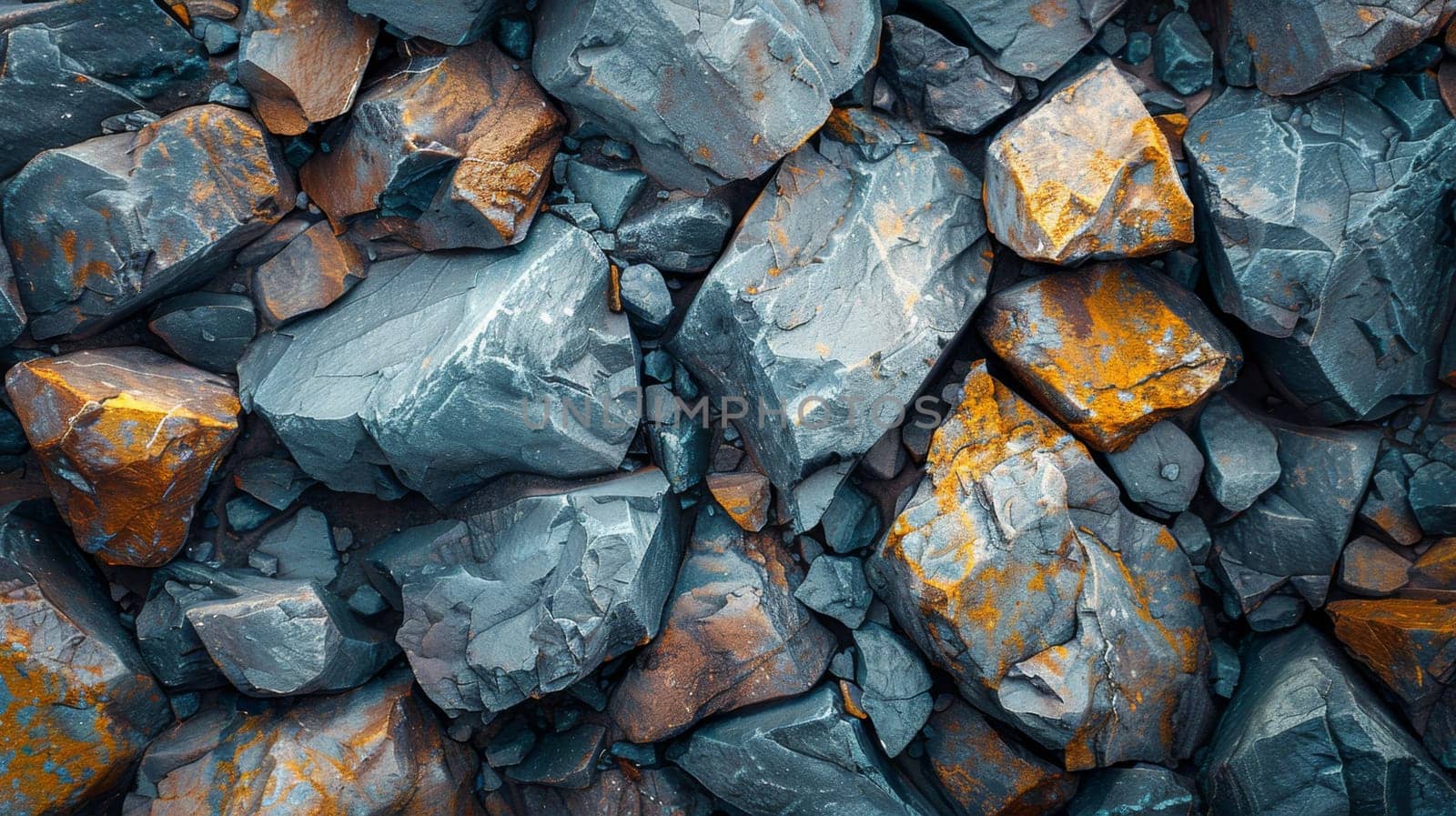 Abstract background of river stones of different structures. Stone background.