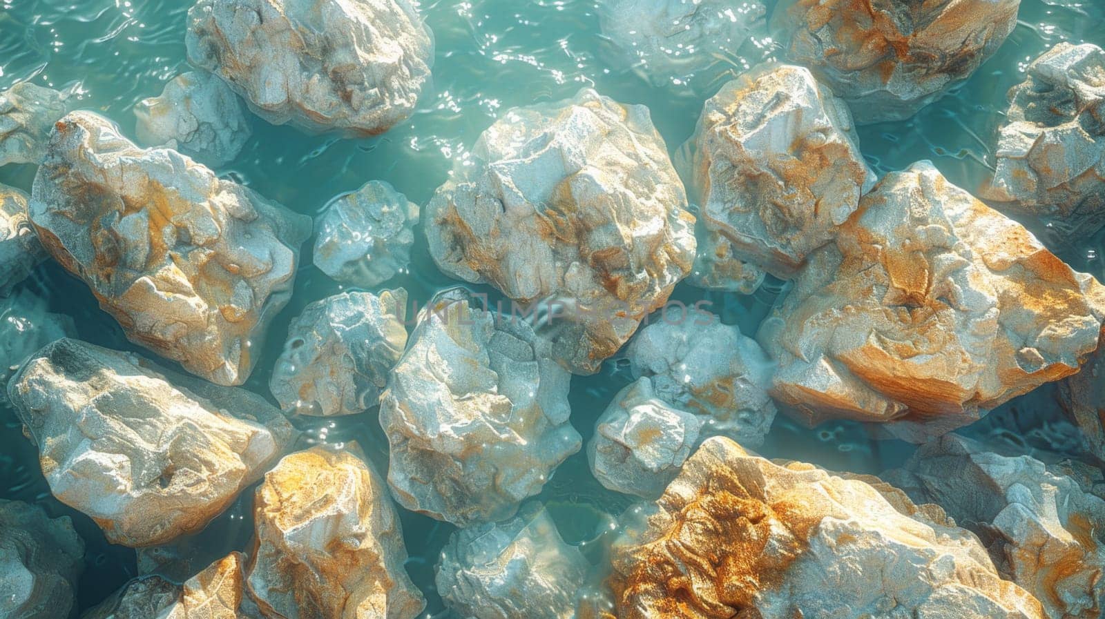 Abstract background of river stones of different structures. Stone background.