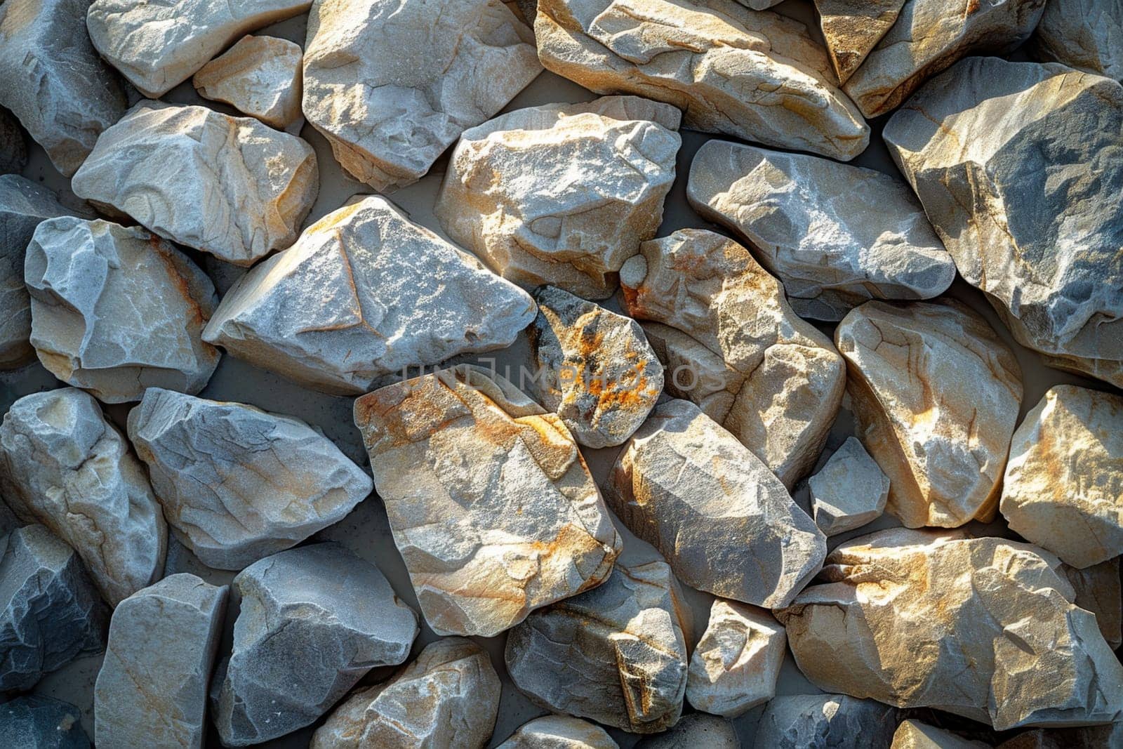 Abstract background of river stones of different structures. Stone background.