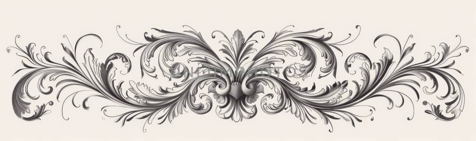 Baroque-style decorative elements with detailed floral patterns and elegant swirls in monochromatic tones.. by sfinks