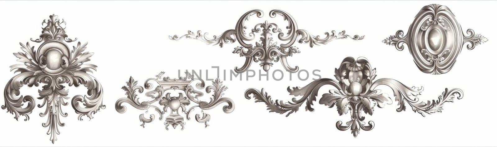 Intricately designed baroque flourish artwork, showcasing elegant curves and detailed motifs in a monochromatic scheme.. by sfinks