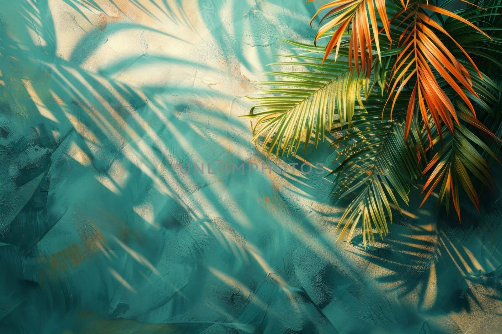 Abstract background with palm leaves.