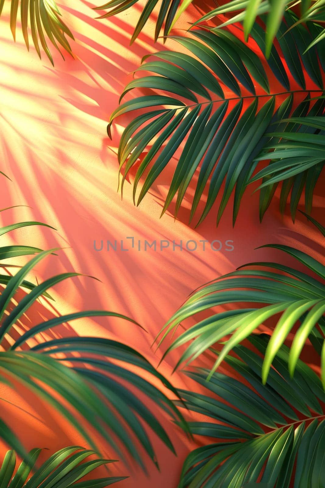 Abstract background with palm leaves.