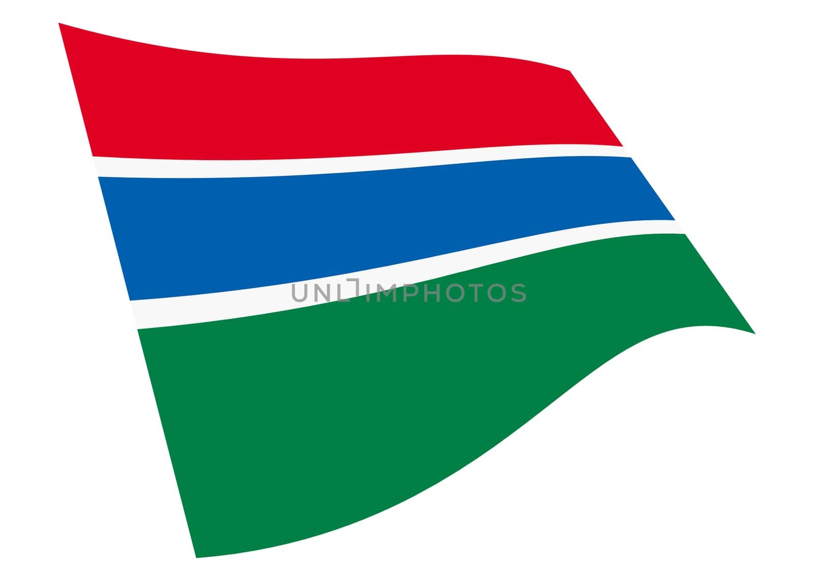 A Gambia waving flag graphic isolated on white with clipping path