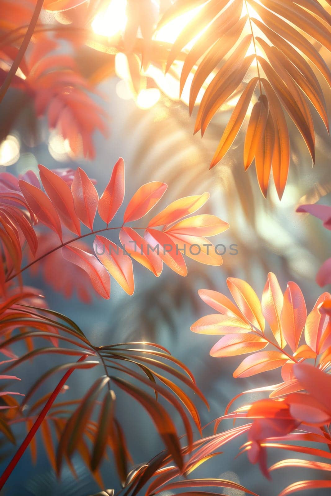 Abstract background with palm leaves.