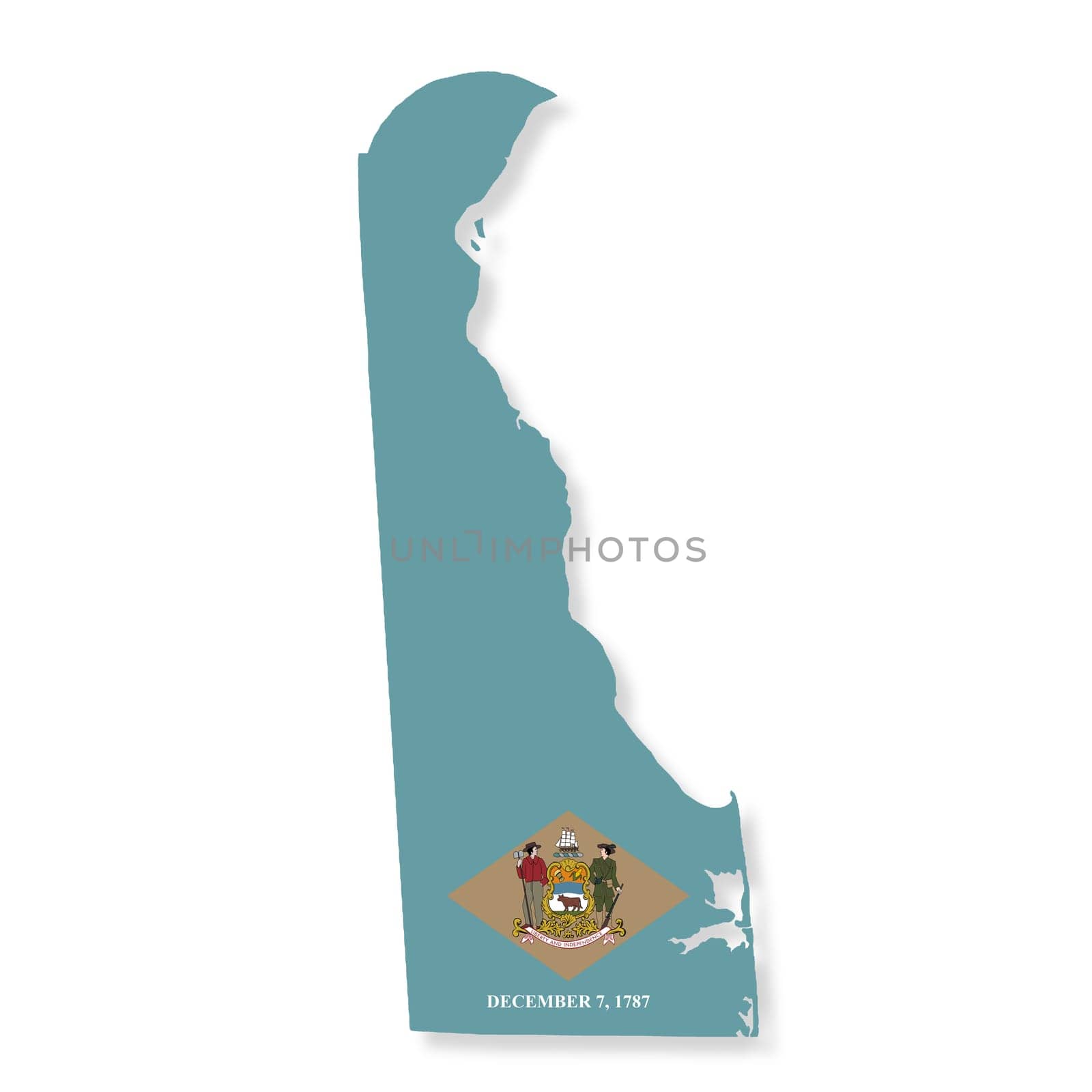 A Delaware State Flag Map Illustration with clipping path