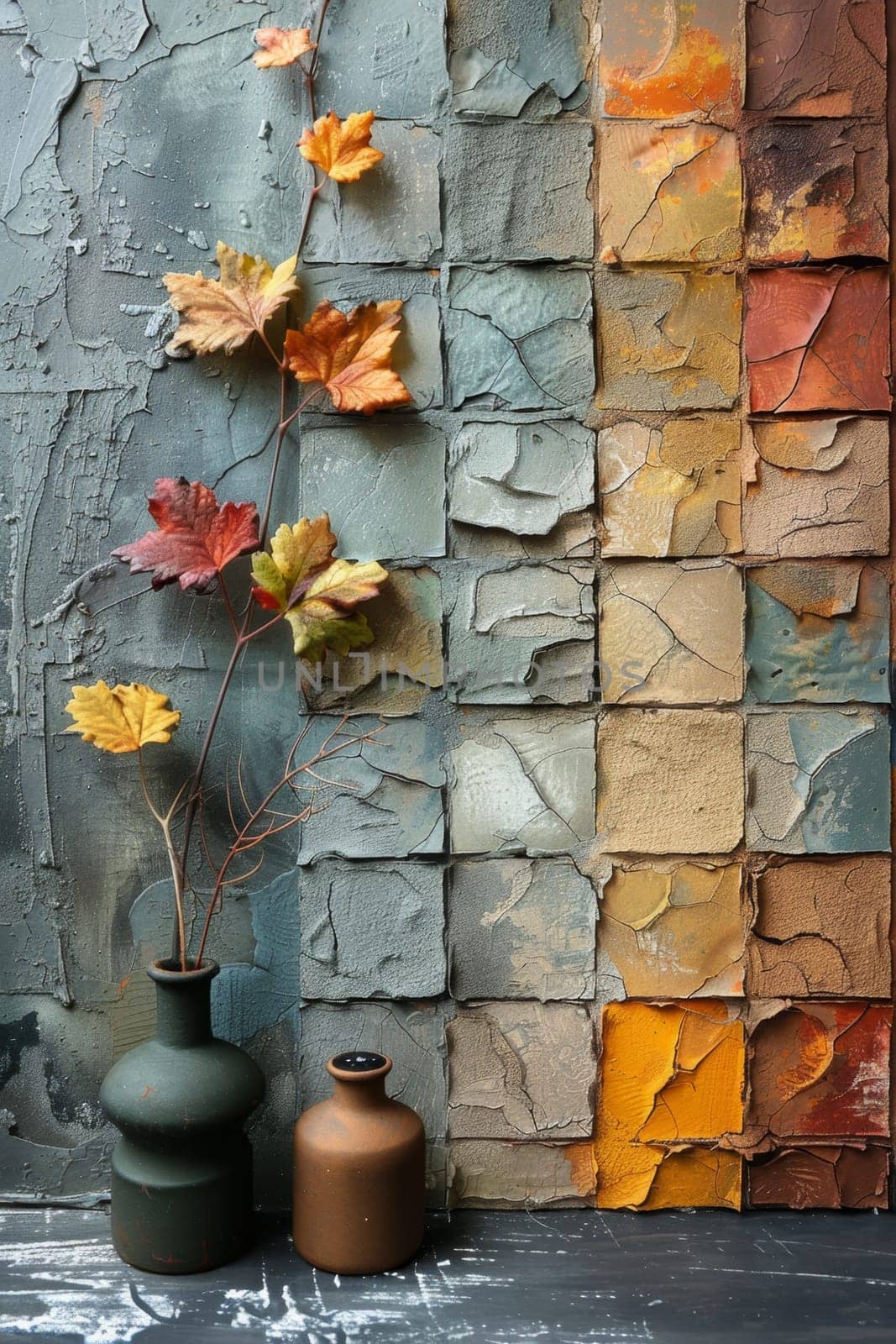 multicolored abstract background with a grunge-style bark texture. Bark background by Lobachad