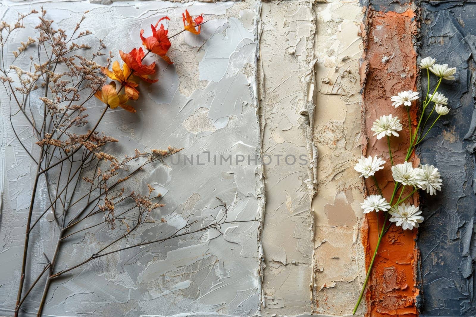 Dry branches on an abstract background. Rustic Boho.