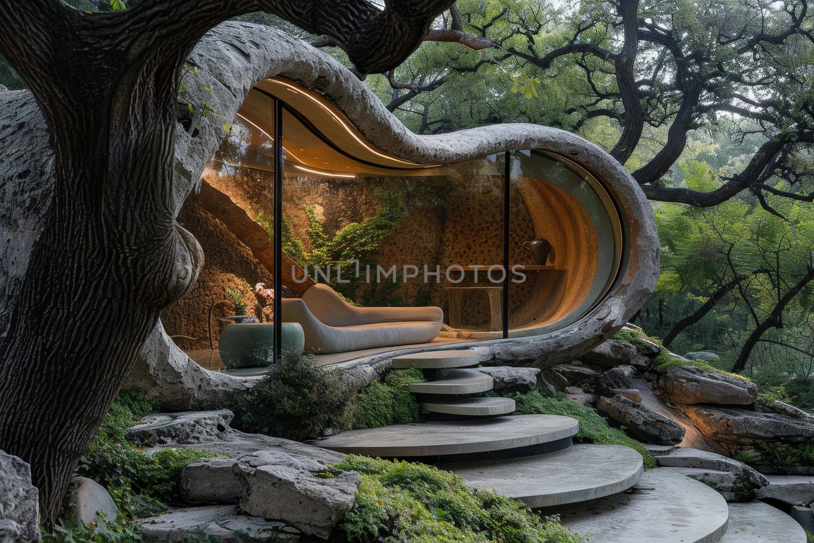 Modern design of a house in nature. Environmental design.