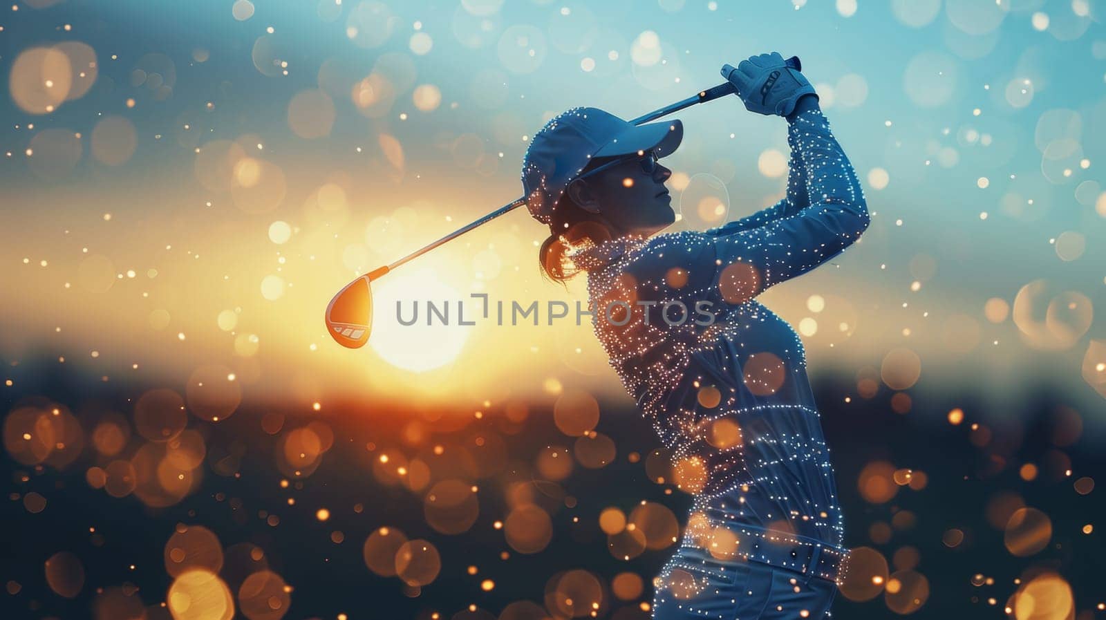A golfer hits a ball on the golf course, the concept of a sporty healthy lifestyle on vacation by Lobachad
