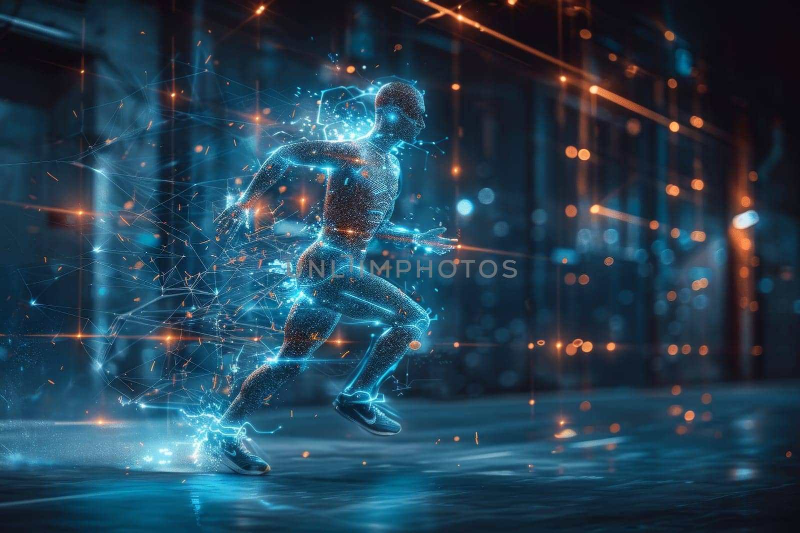 A running man. A model of a man in a fast run . 3d Illustration