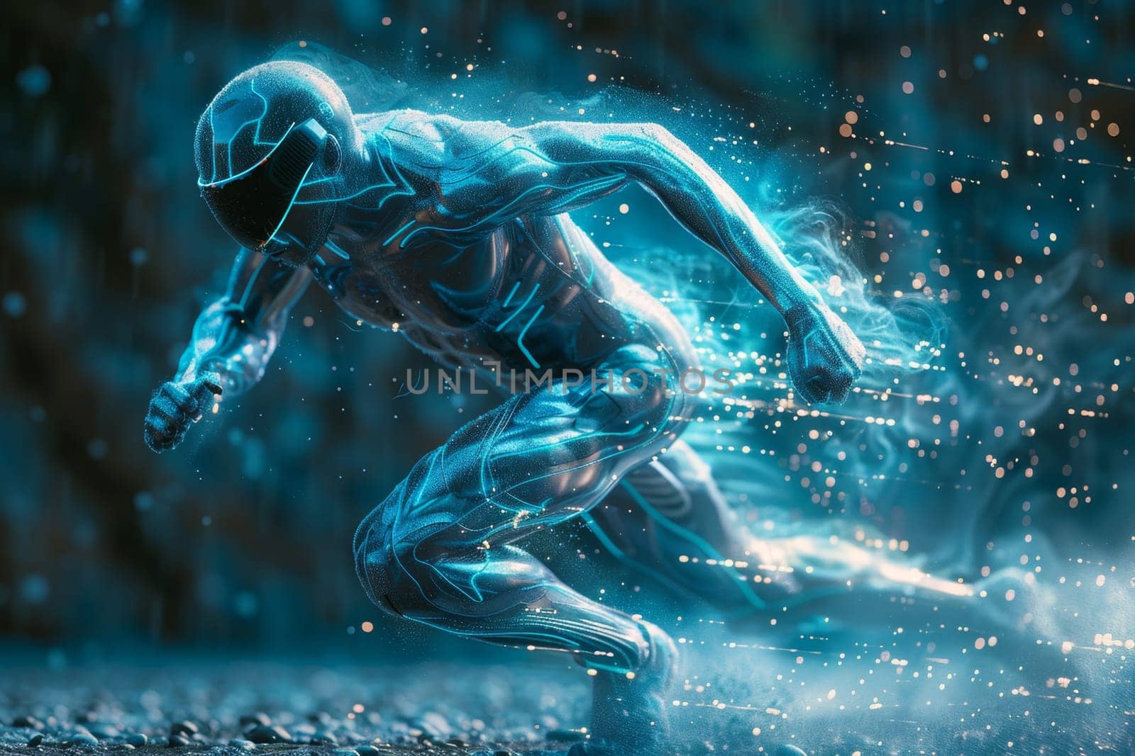 A running man. A model of a man in a fast run . 3d Illustration by Lobachad