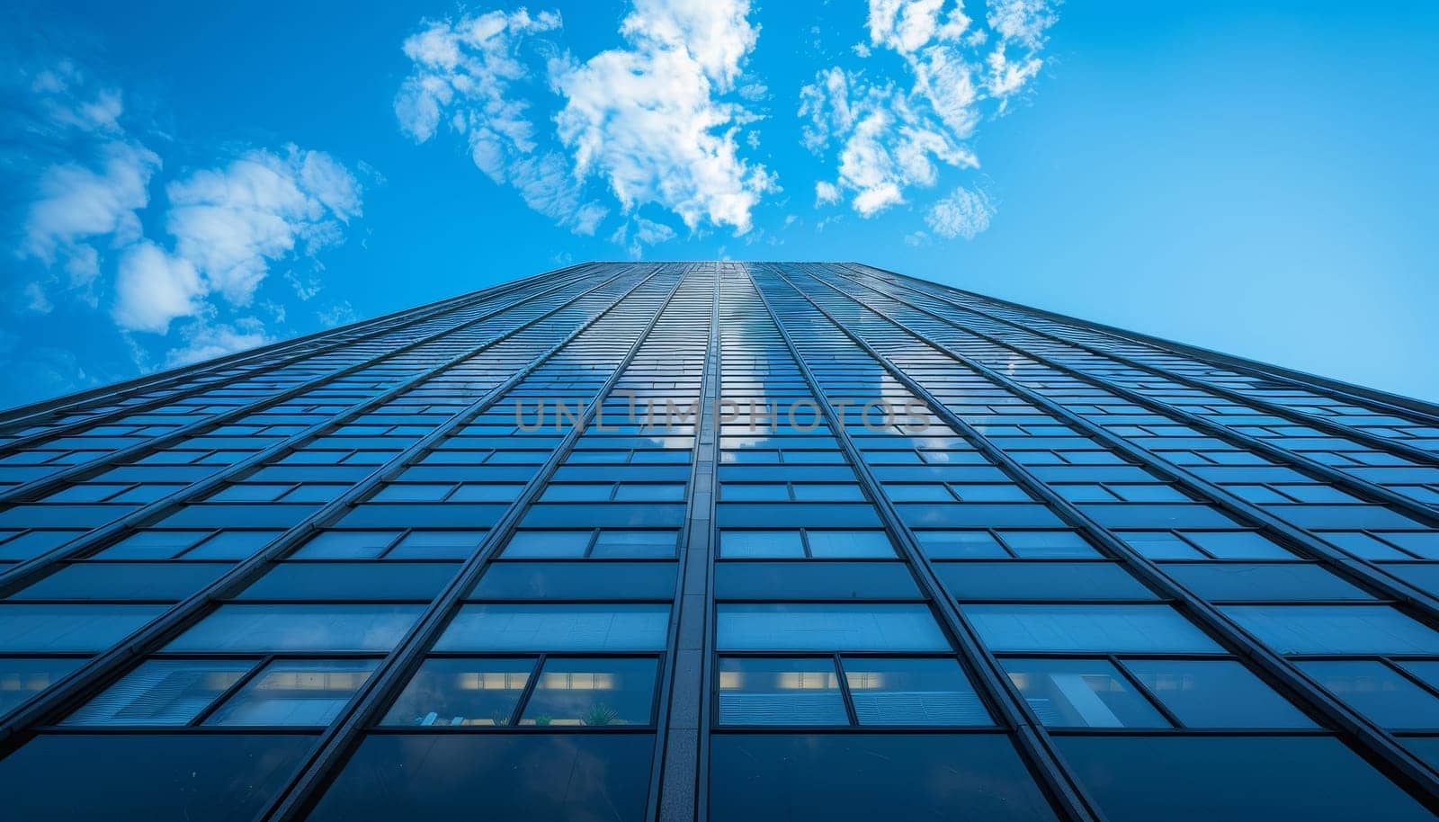 A city skyline with tall buildings and a clear blue sky by AI generated image by wichayada