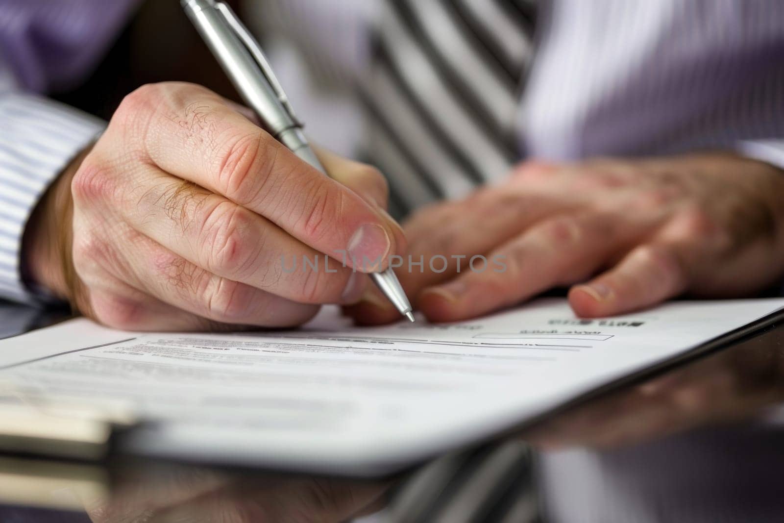 Businessman reviewing a contract, concept of legalities and formalities.