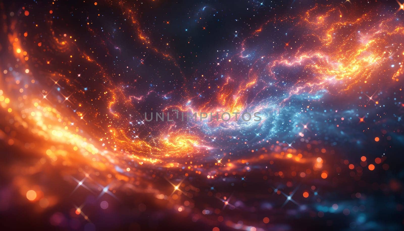 A spiral galaxy with a bright blue star in the center by AI generated image.