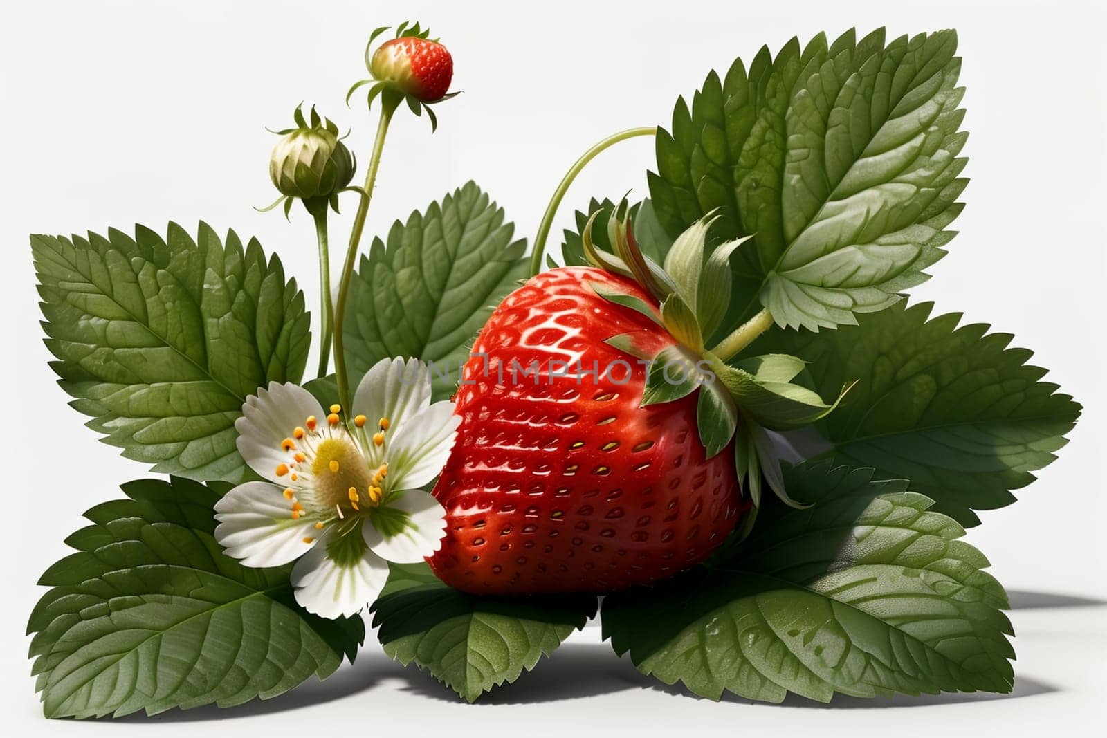 ripe red strawberries on a white background .