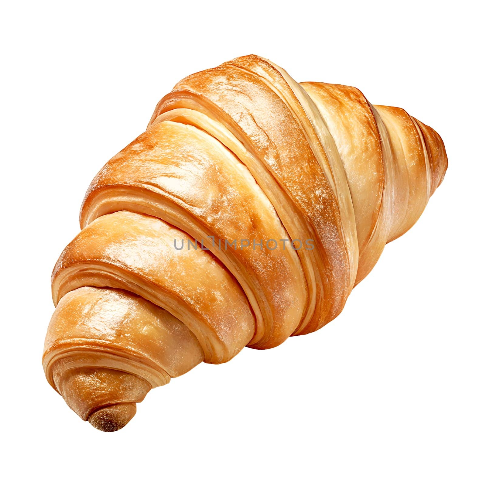 Realistic croissant on white background close-up, generated by AI illustration.