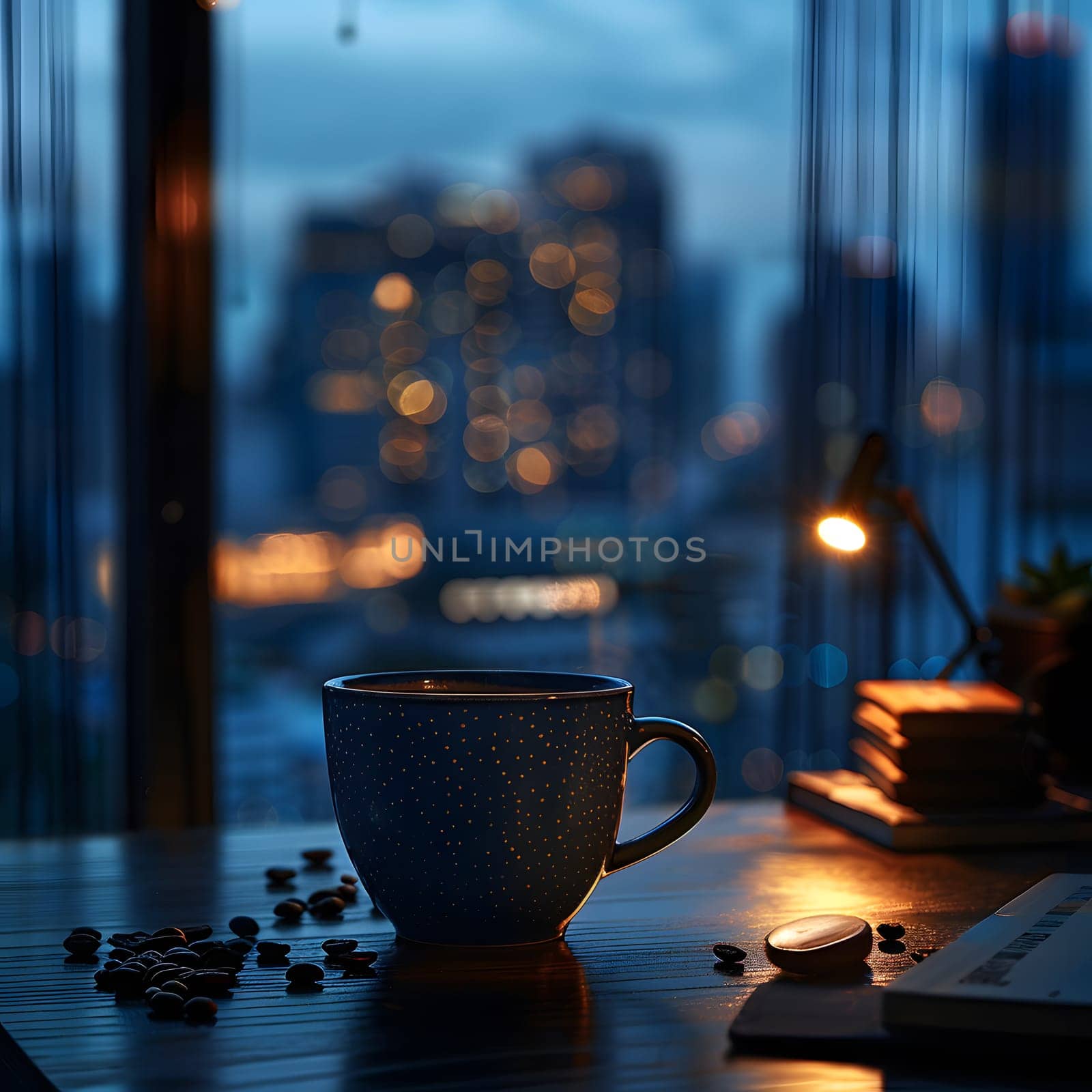A coffee cup rests on a table by a window, with sunlight streaming through. The serene scene invites a moment of calm reflection