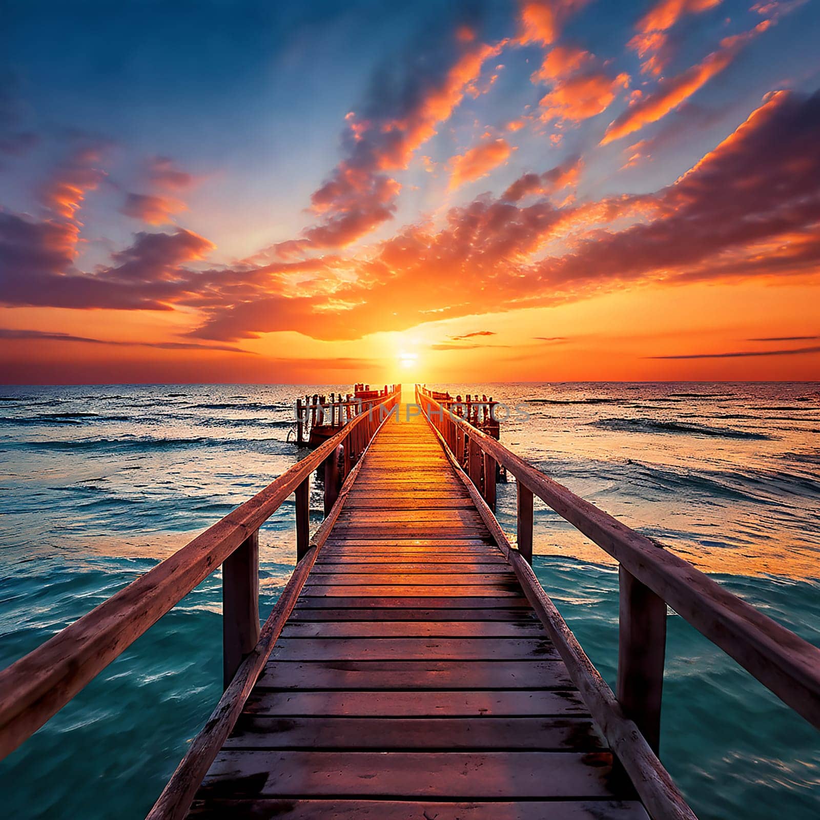 Serene Sunset: Calm Meditation on the Beach Footbridge