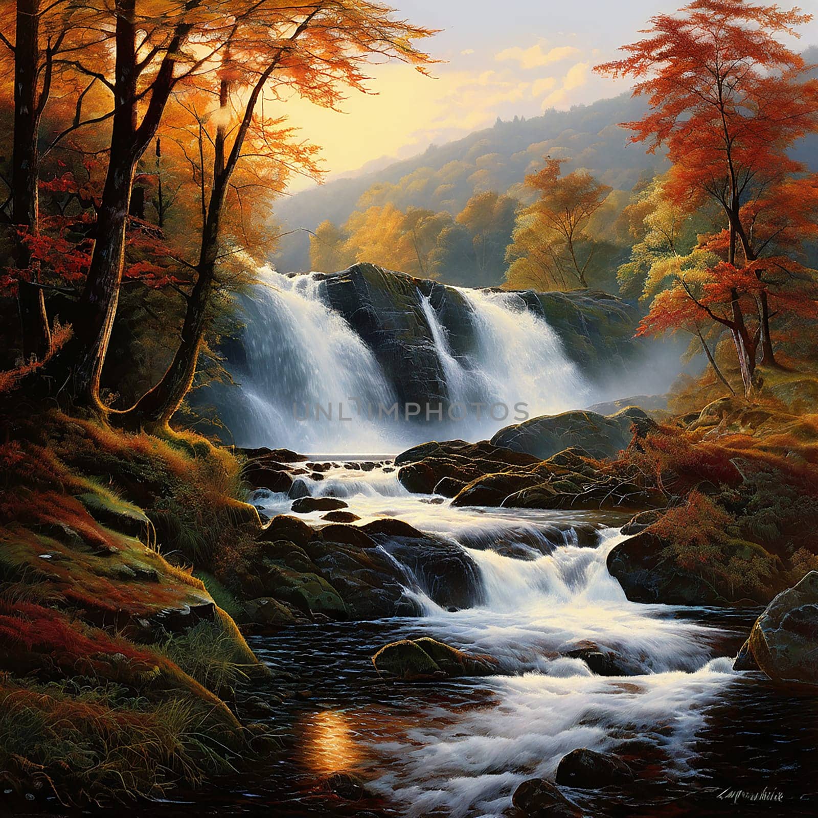 Autumn's Symphony: Serenity in the Cascading Waters
