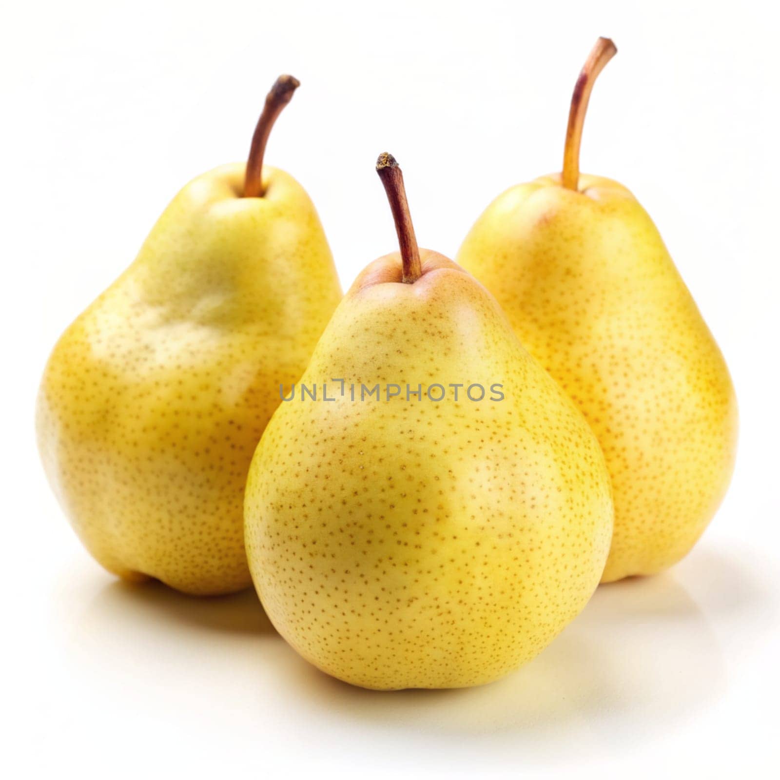 Yellow pears isolated on white background. Ai generated by alenamoore