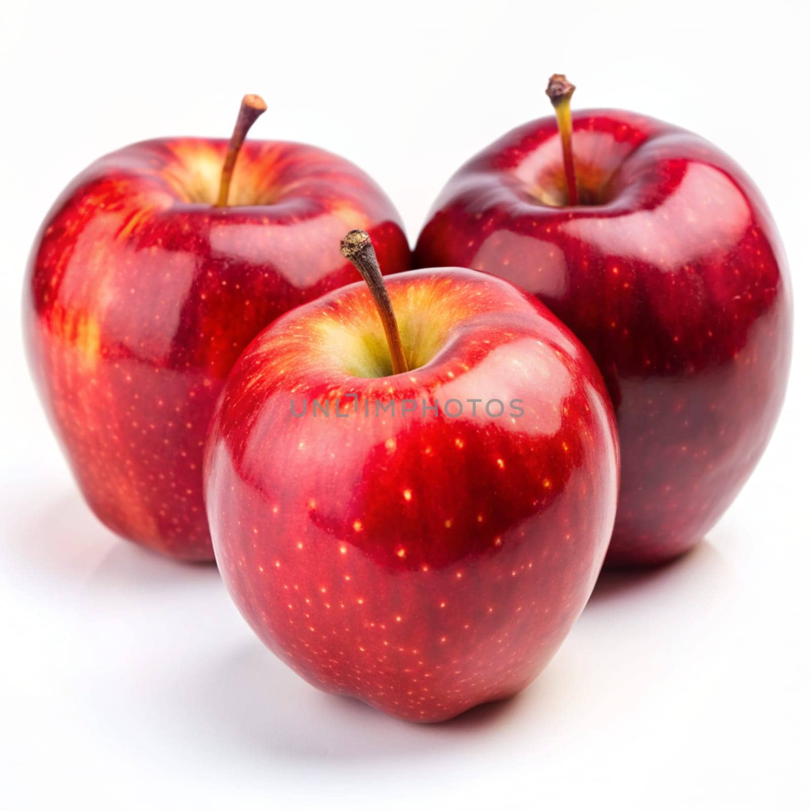 Red apples isolated on white background. Ai generated image