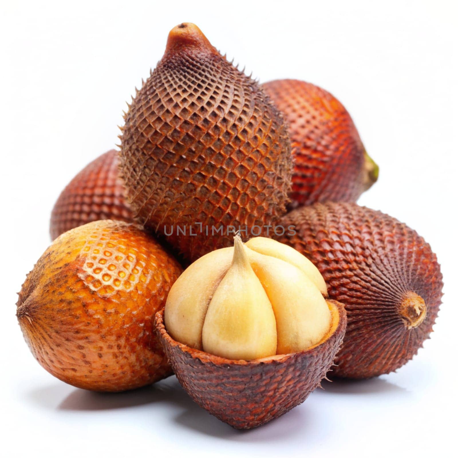 Salak or snake fruit isolated on white background. Ai generated by alenamoore