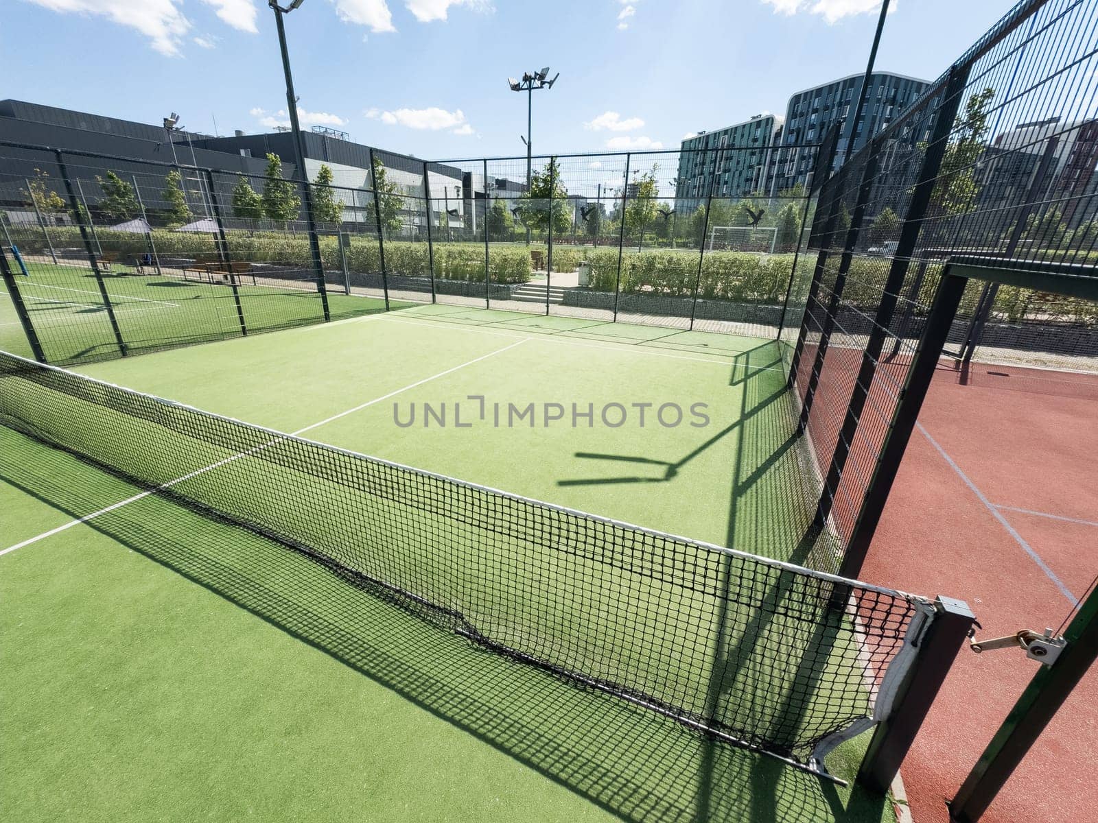 Sports field tennis and paddle court outdoors. High quality photo