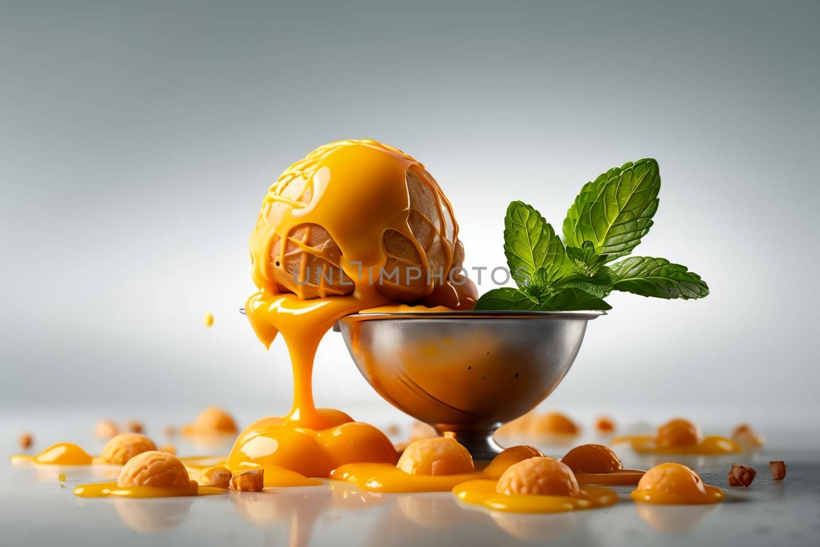 balls of juicy orange ice cream .