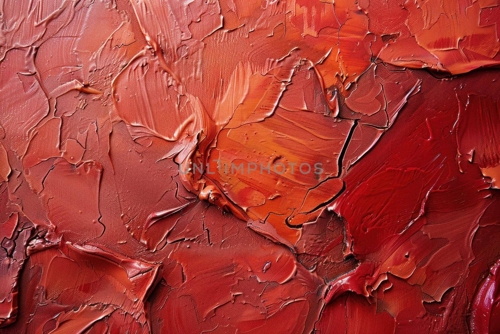 Vibrant abstract painting of red and orange in a modern office setting as a symbol of creativity and inspiration