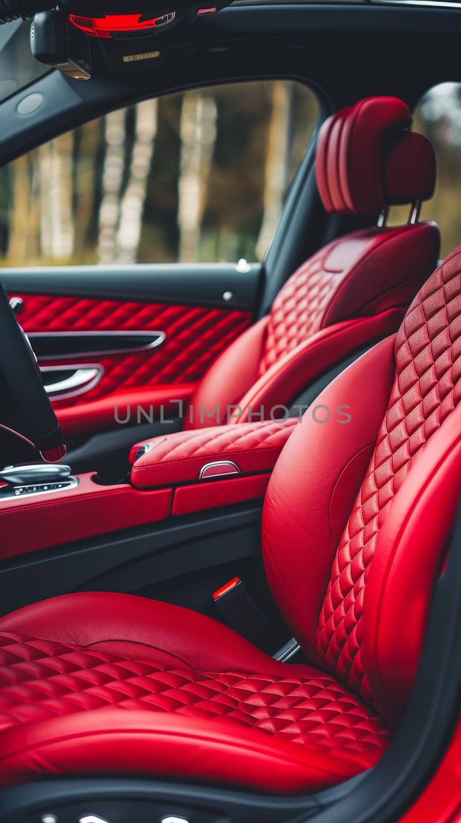 The red quilted leather of this luxury car's interior is a statement of unmatched style and sophistication for the discerning driver. by sfinks