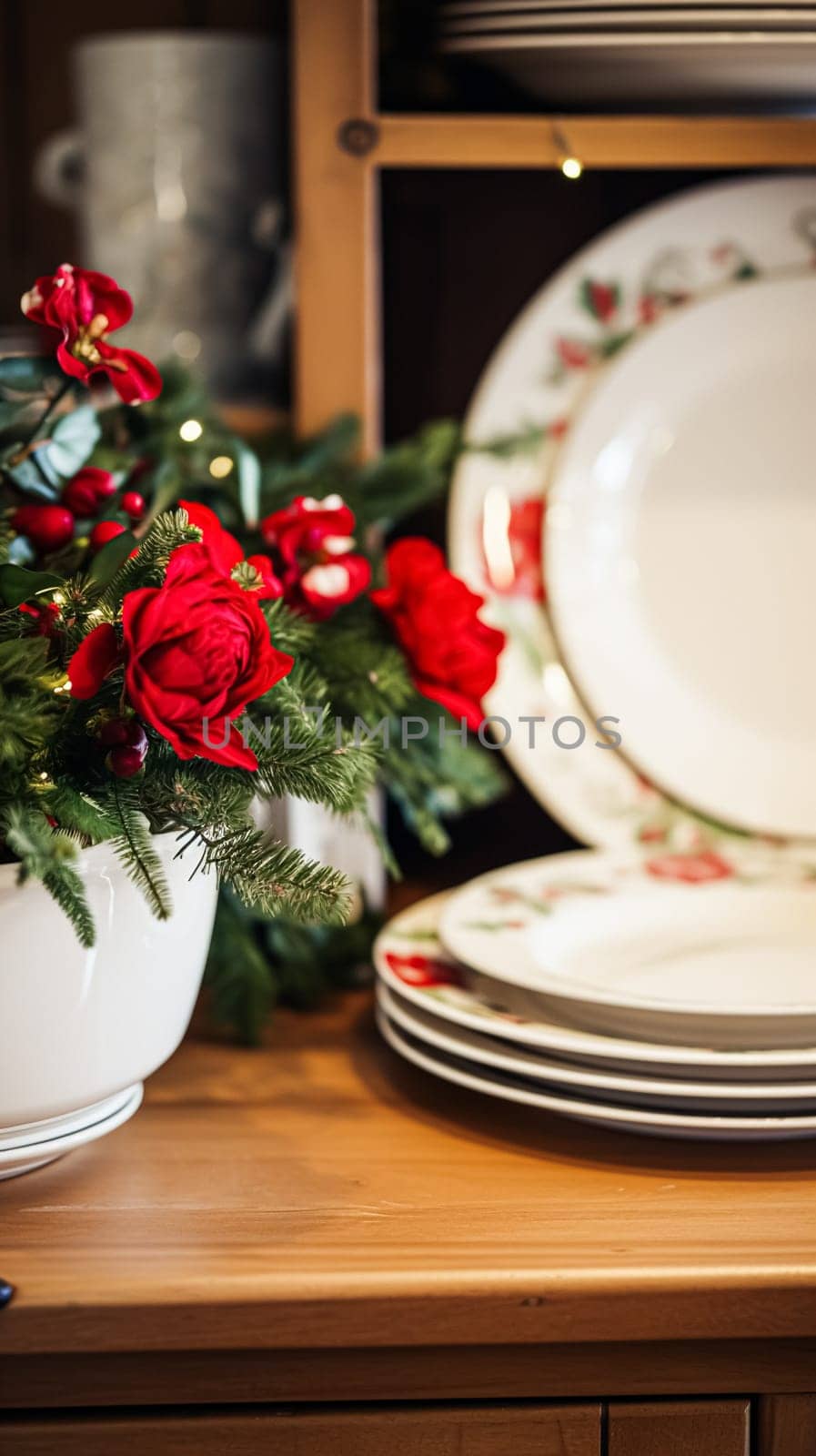 Dishware and crockery set for winter holiday family dinner, Christmas homeware decor for holidays in the English country house, gift set and home styling inspiration