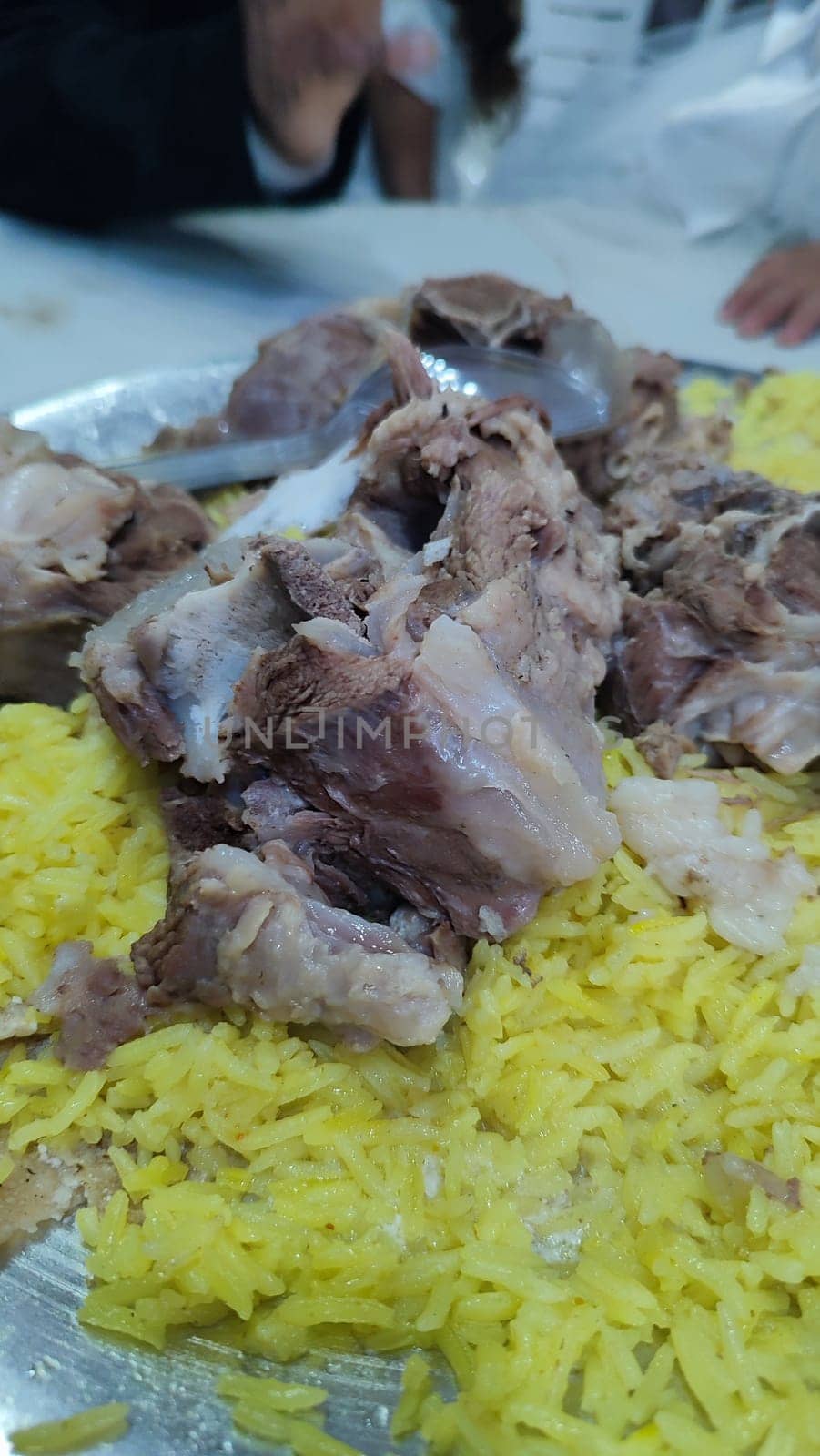 boiled rice with lamb, food lunch cooking dinner. High quality photo