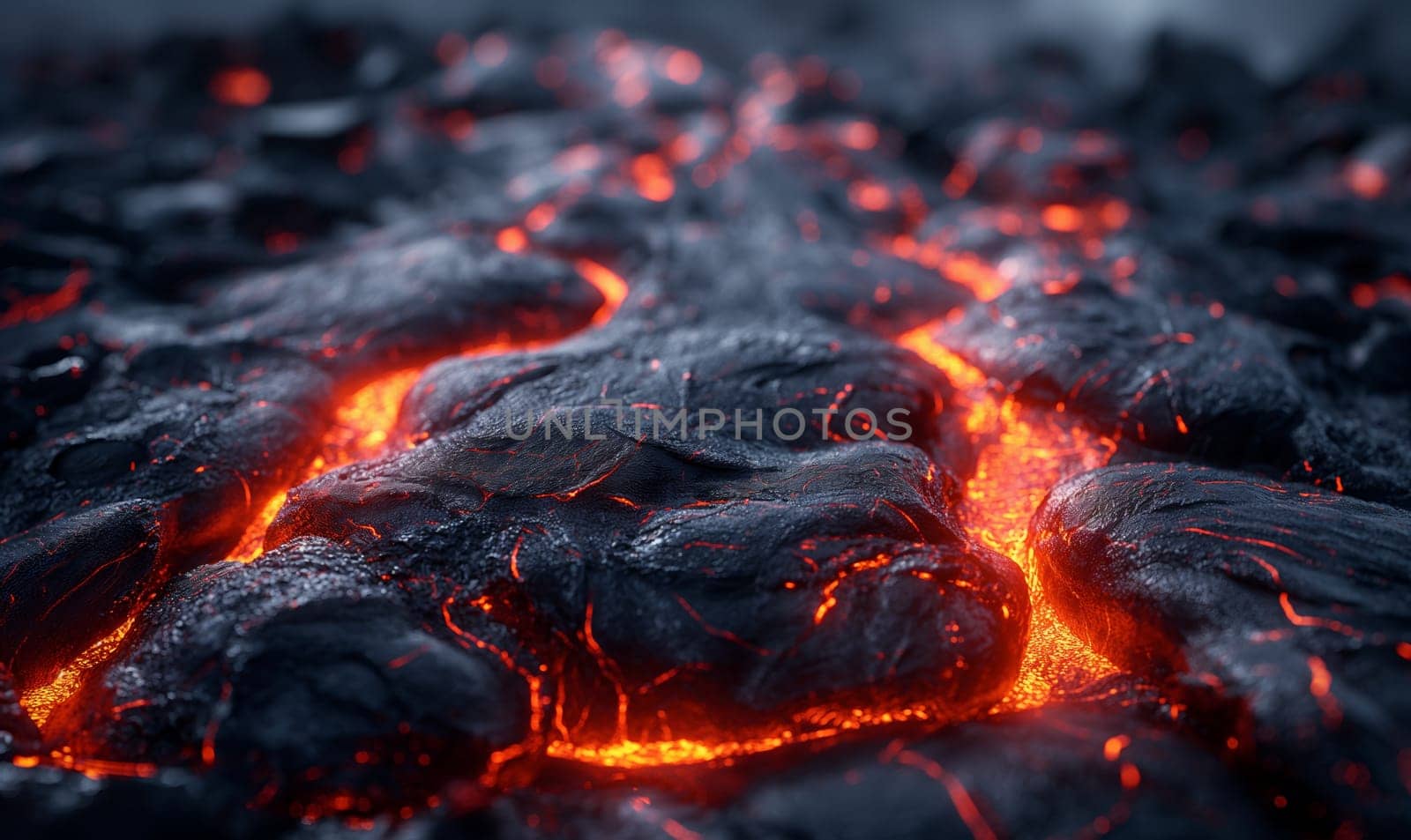 Abstract background of extinct lava with red gaps. by Fischeron