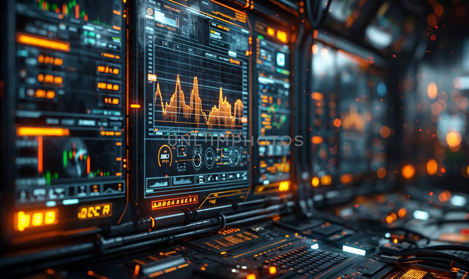 Investment chart of the stock market on the monitor. Selective soft focus.