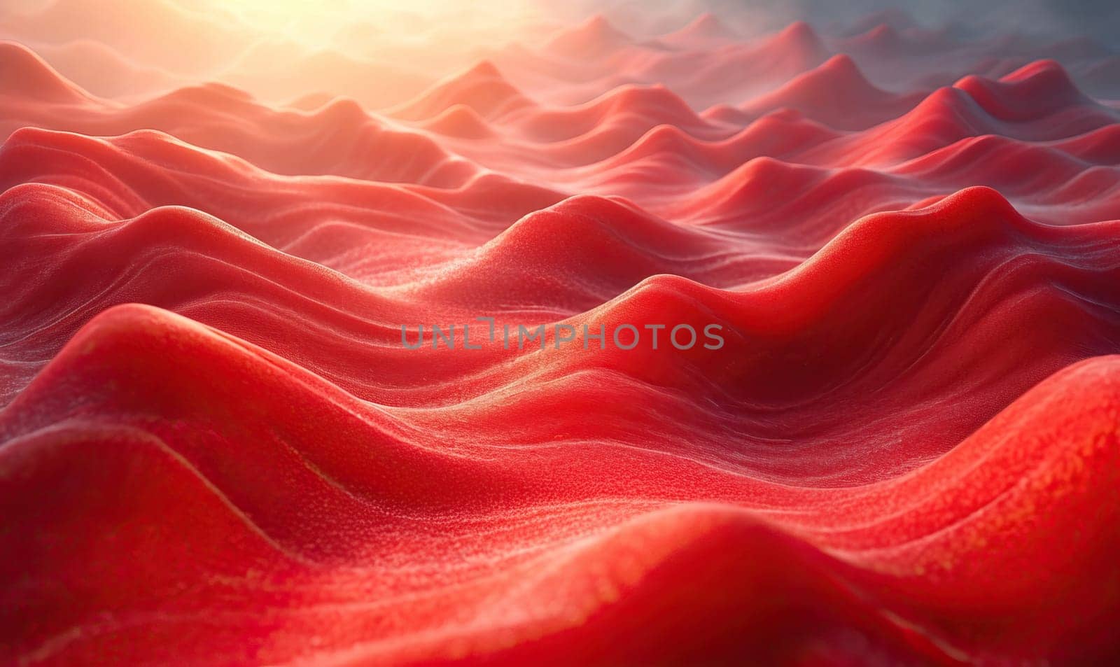 Creative background with red wavy texture. Selective focus