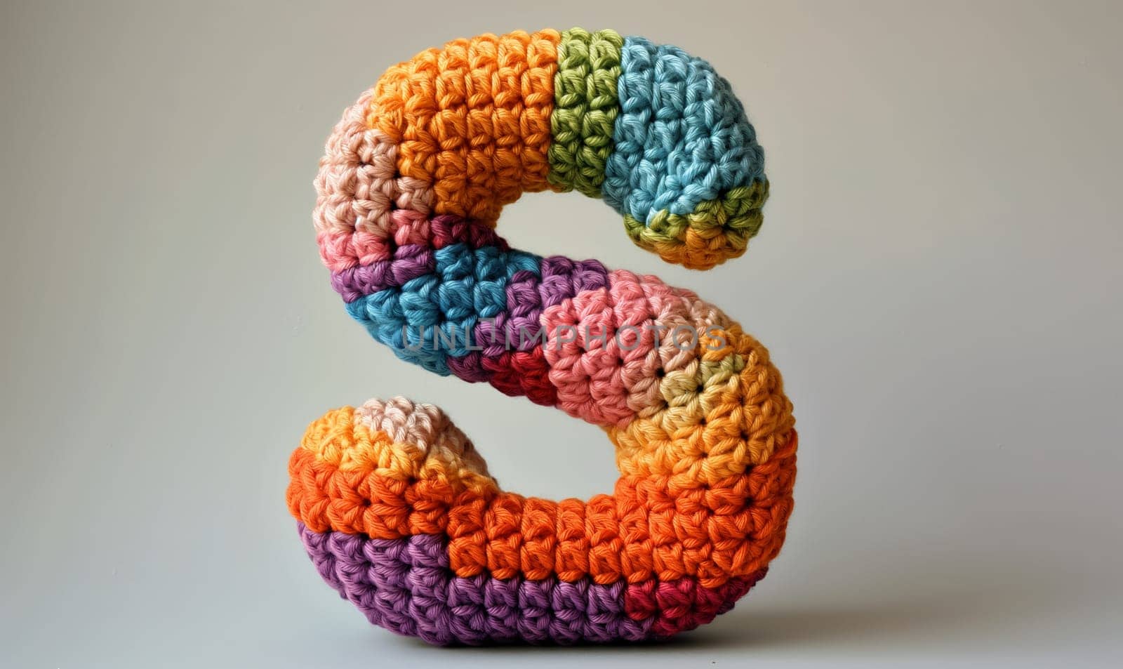 Knitted colored letter S on an abstract background. by Fischeron