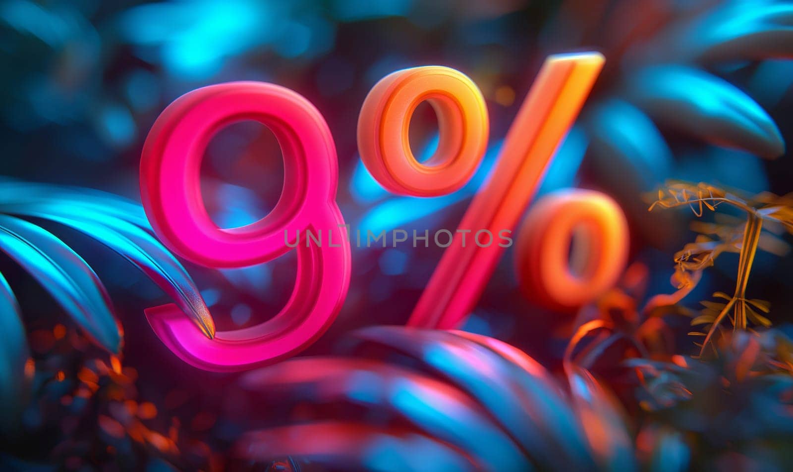 9% discount on abstract background. Selective soft focus.