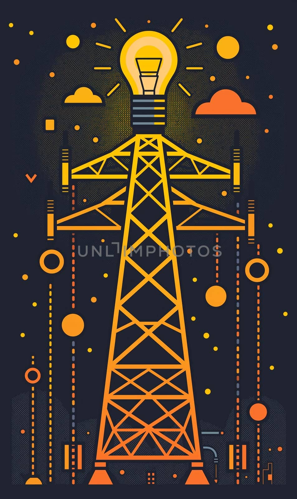 Energy concept, high voltage tower. by Fischeron