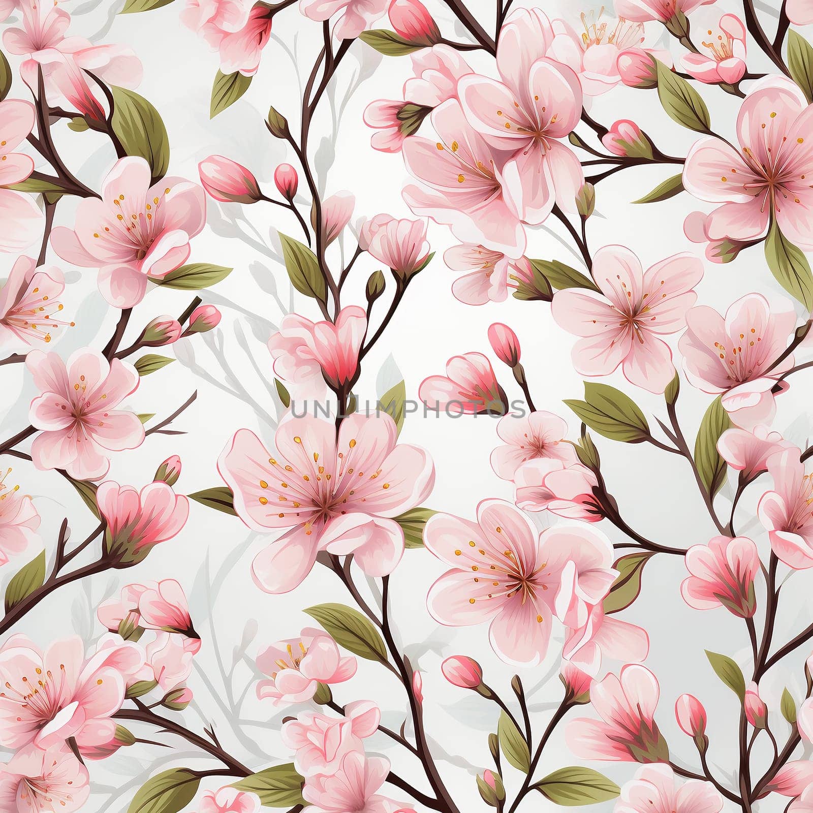 Seamless pattern tile background flowers and floral leaves plants. High quality photo