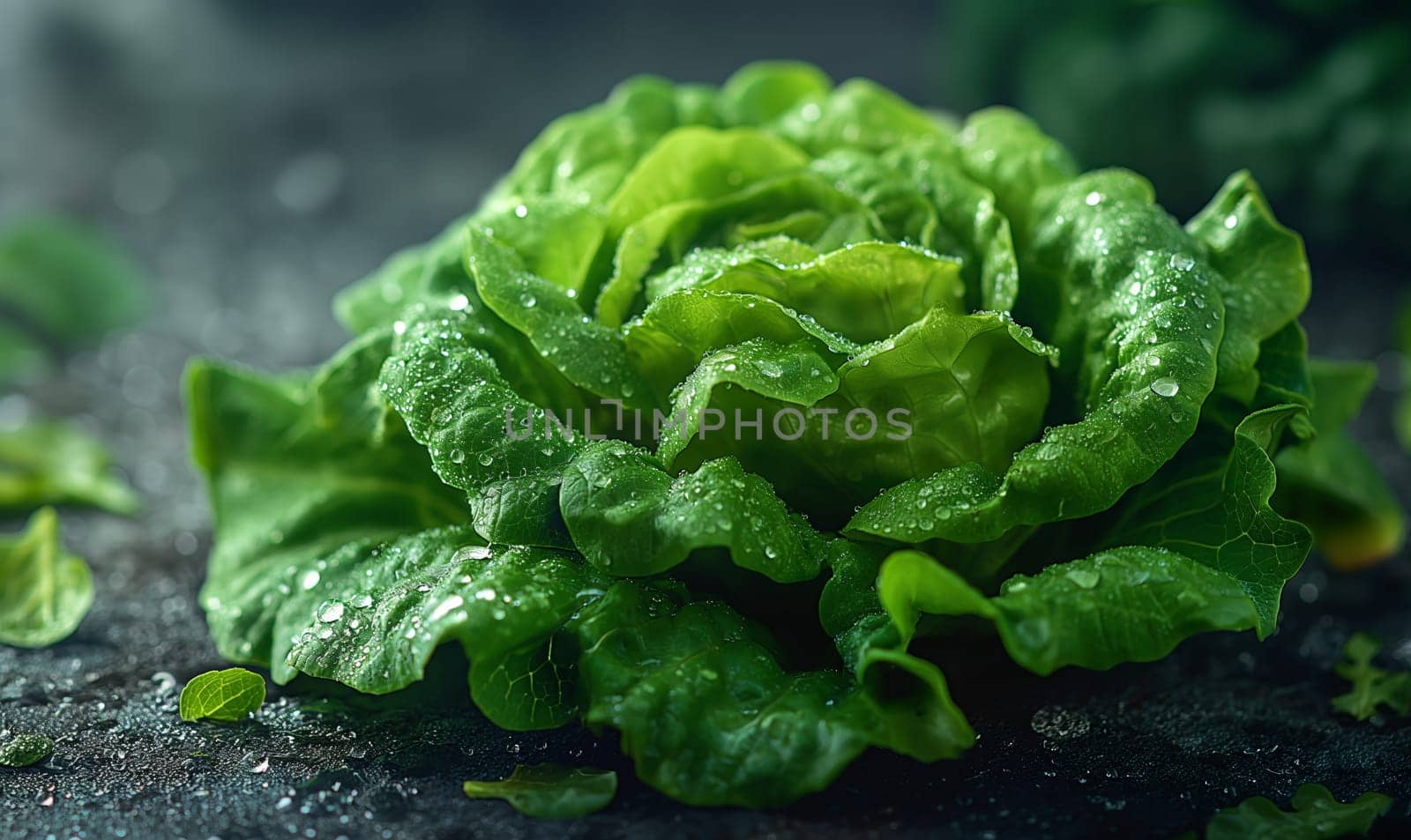 Close-up of green head lettuce. by Fischeron