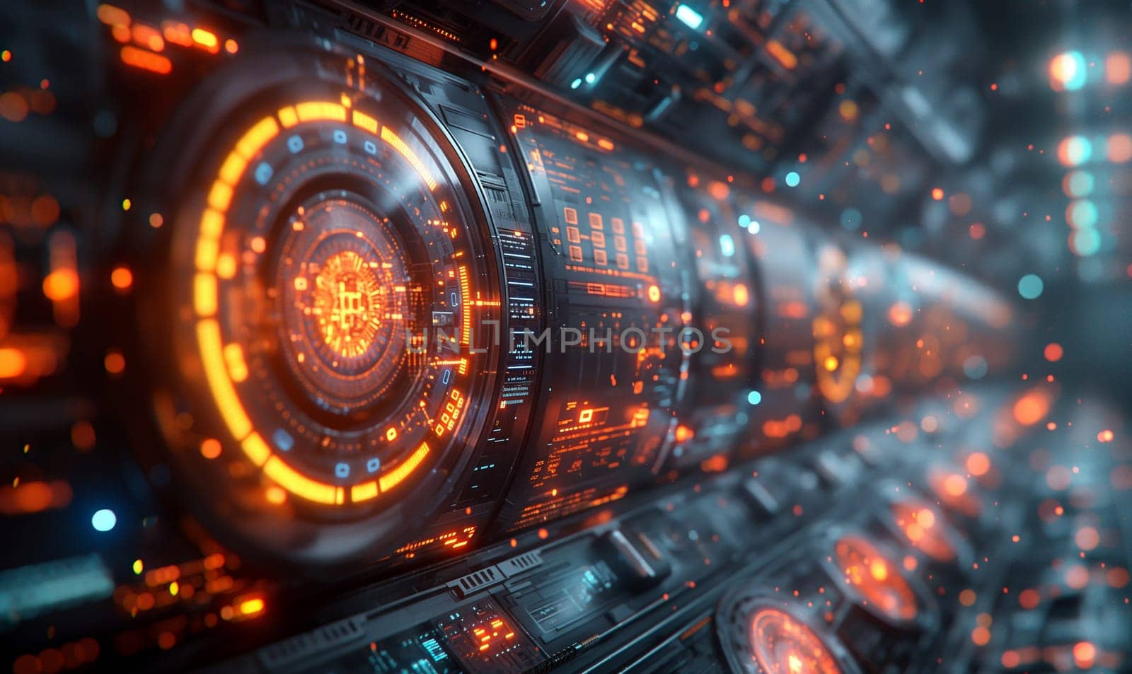 Futuristic Computer With Orange Lights. by Fischeron