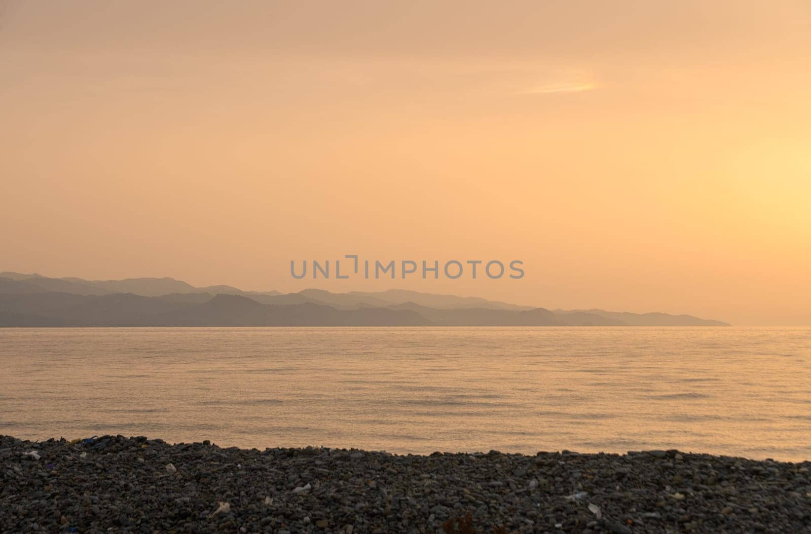 Sunset in Cyprus. The sun sets in the Mediterranean. Evening panorama 1 by Mixa74