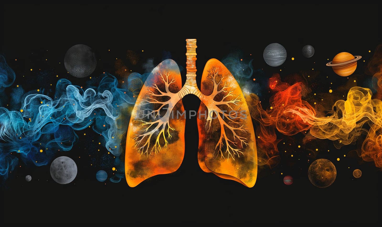 Human lungs on an abstract background. Selective focus