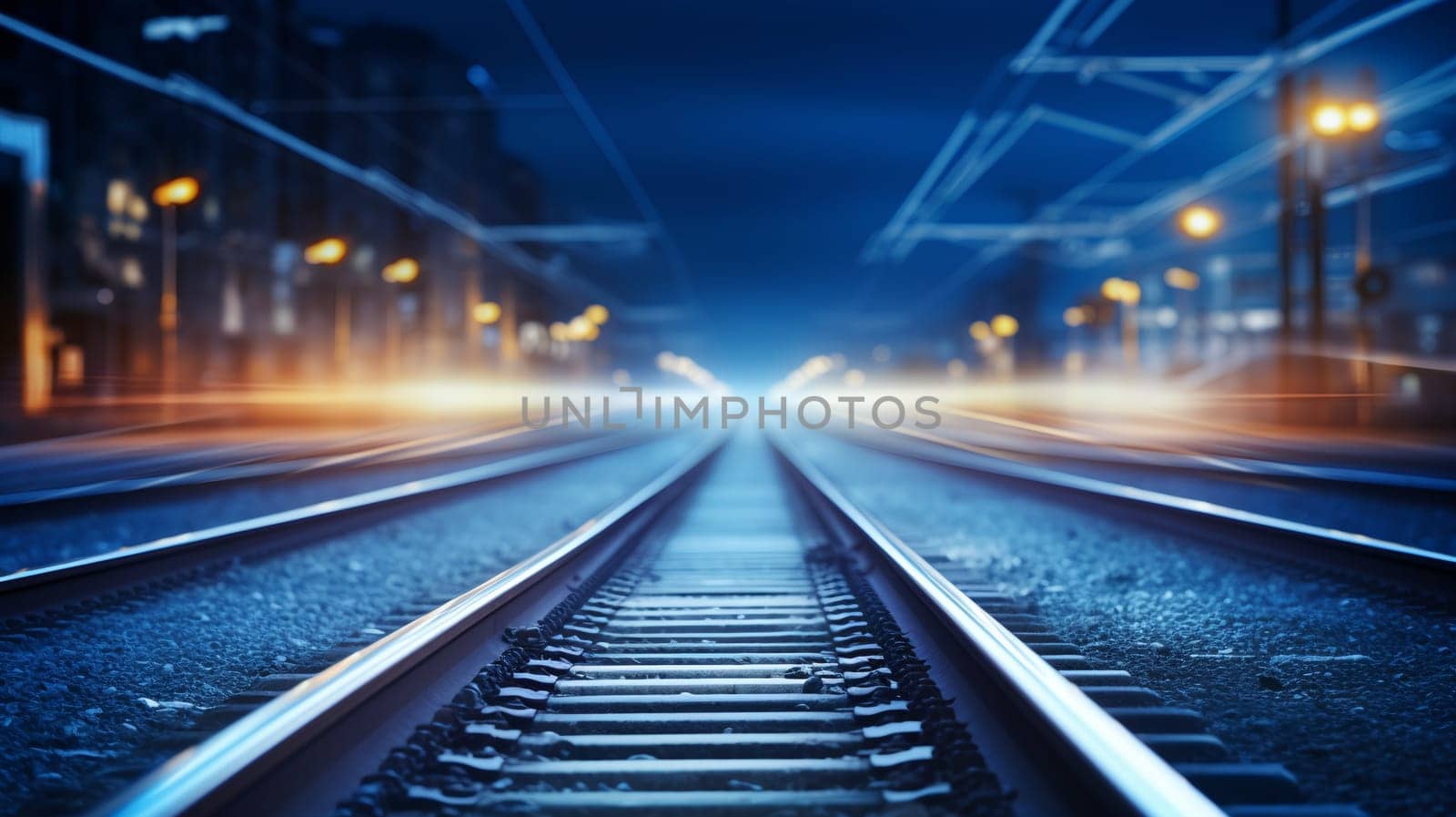 Twilight Glow on City Railroad Tracks by chrisroll