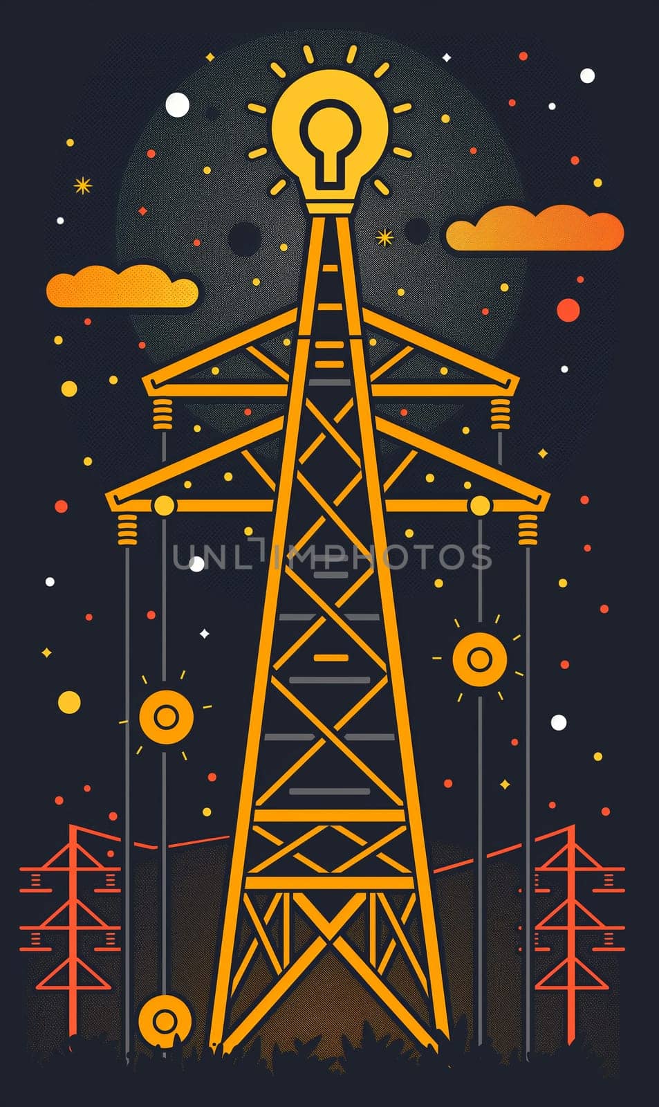 Energy concept, high voltage tower. by Fischeron