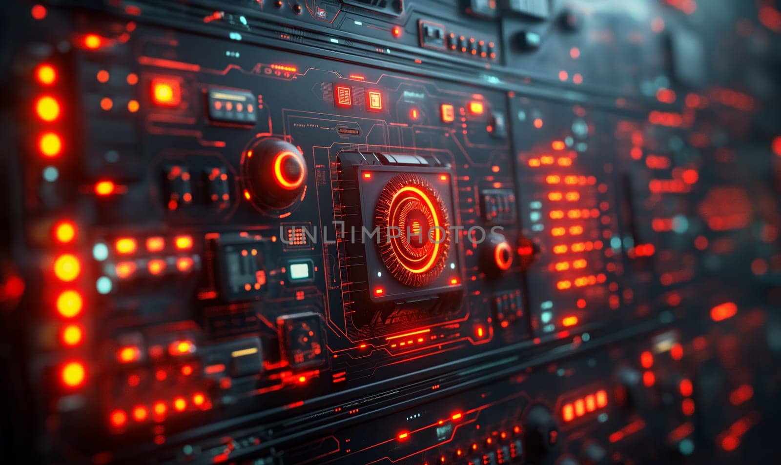 Futuristic Computer With Orange Lights. by Fischeron