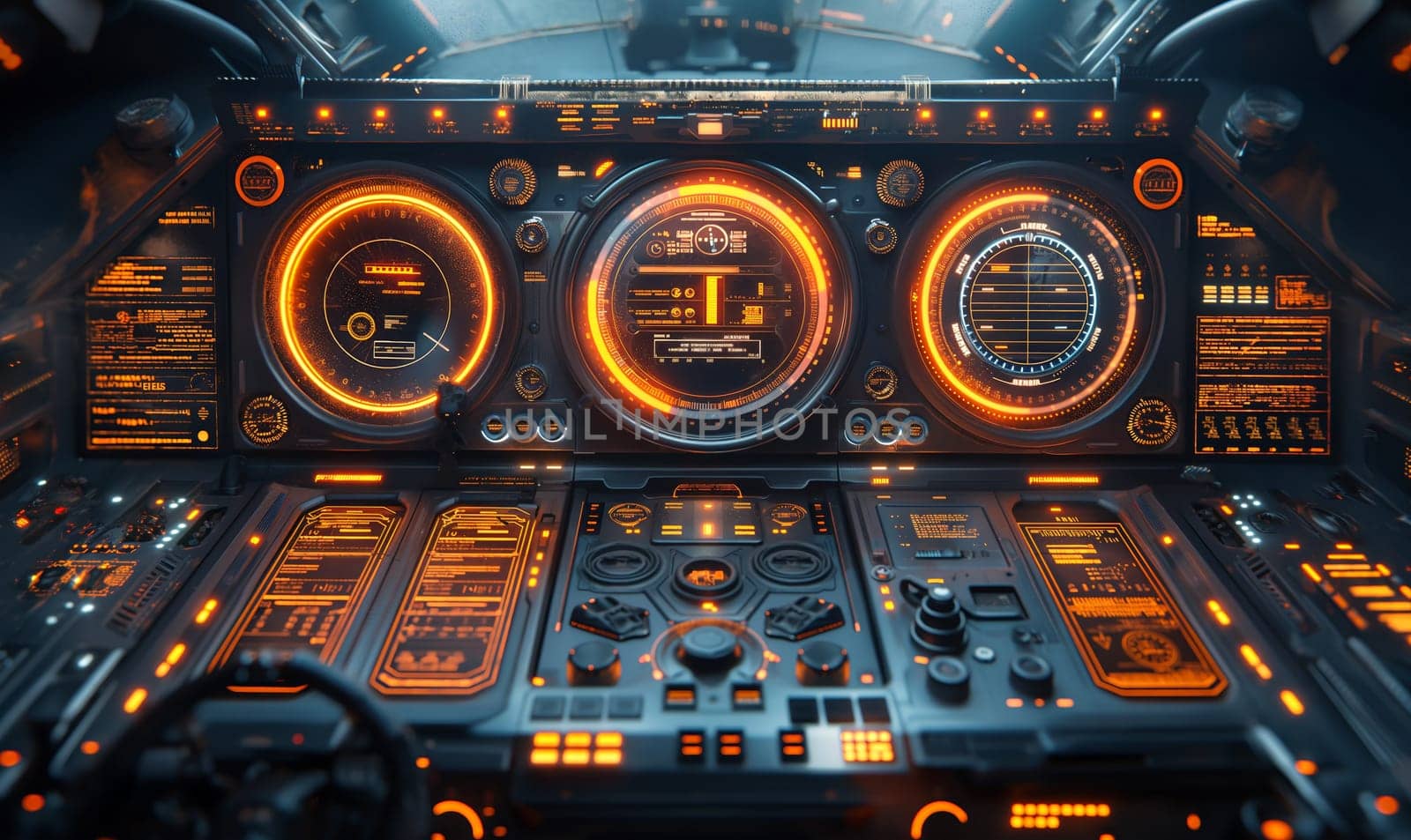 Futuristic Computer With Orange Lights. by Fischeron