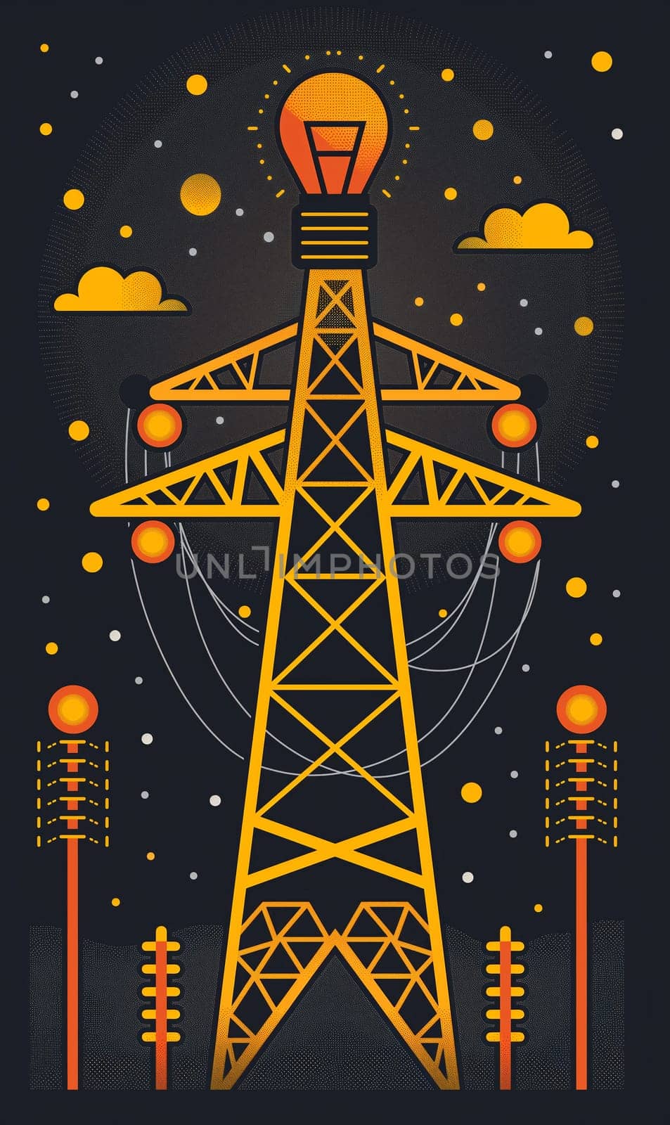 Energy concept, high voltage tower. by Fischeron